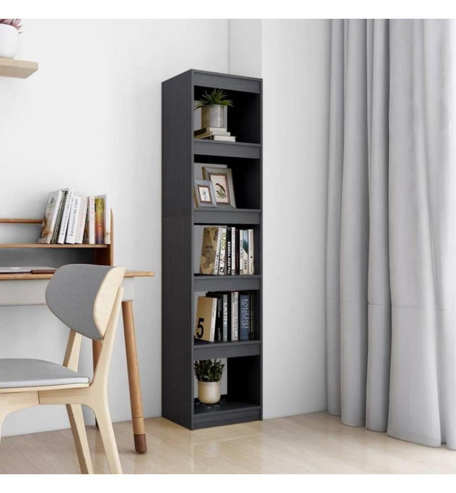 Bibliothèque/Séparateur de pièce Gris 40x30x167,5 cm Pin massif