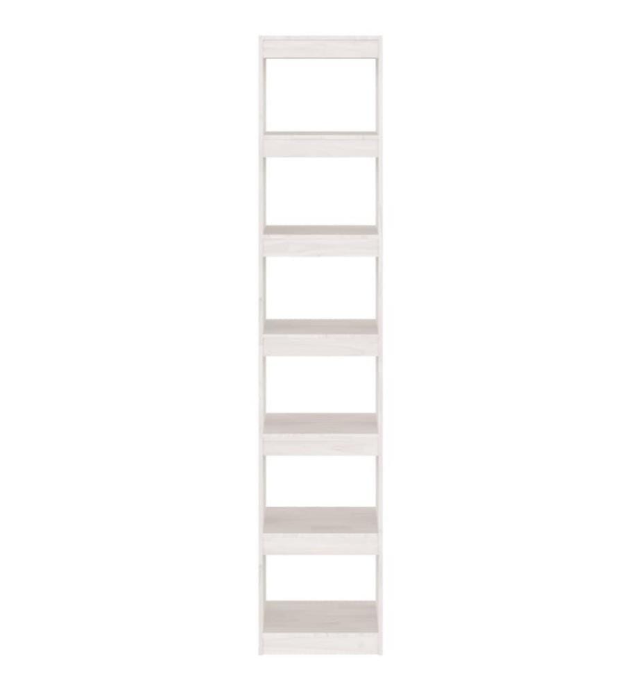 Bibliothèque/Séparateur de pièce Blanc 40x30x199 cm Pin massif