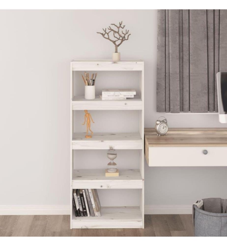 Bibliothèque/Séparateur de pièce Blanc 60x30x135,5cm Pin solide