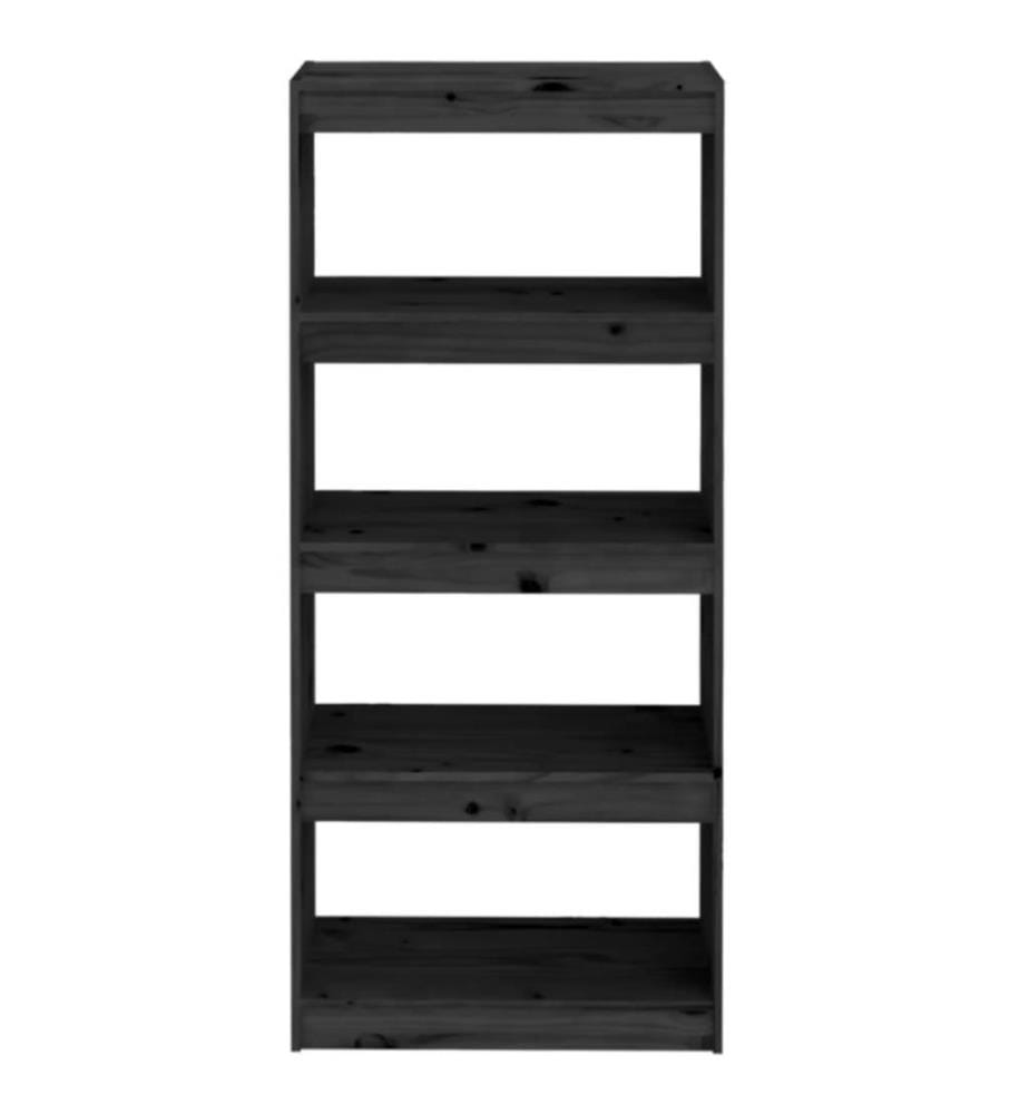 Bücherregal Raumteiler Schwarz 60x30x135,5 cm Massivholz Kiefer