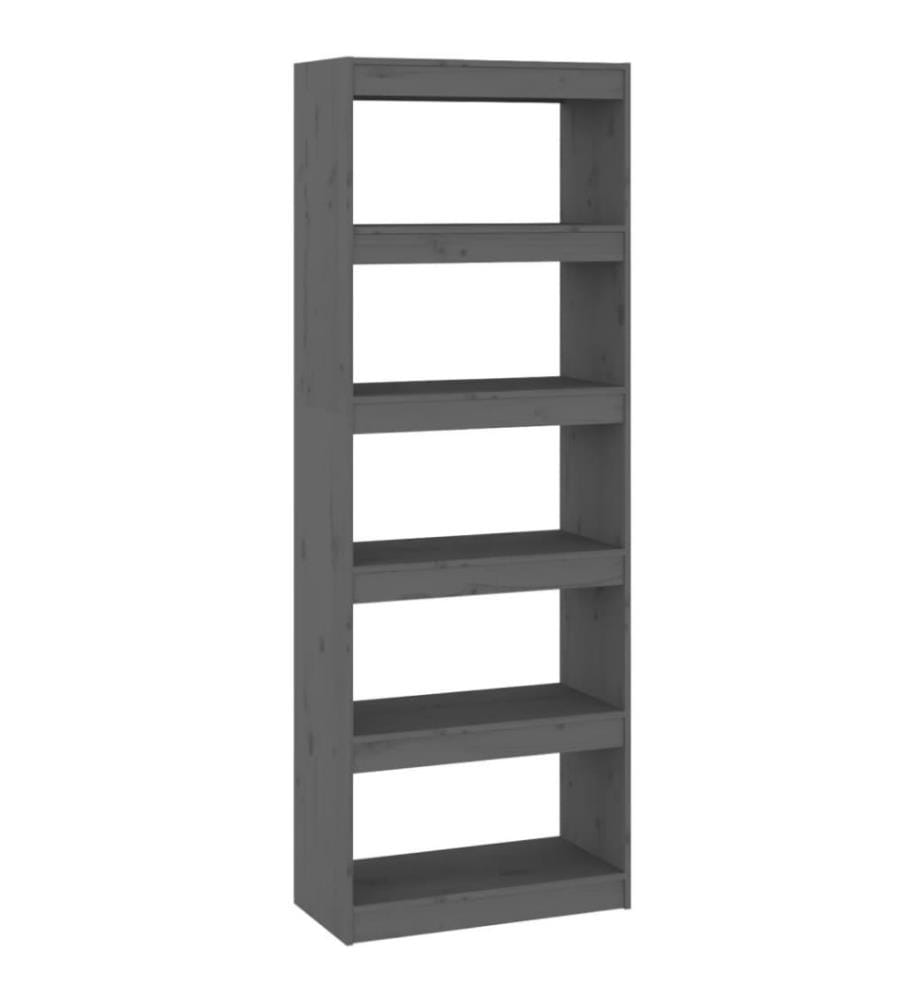 Bibliothèque/Cloison Gris 60x30x167,5 cm Bois massif de pin