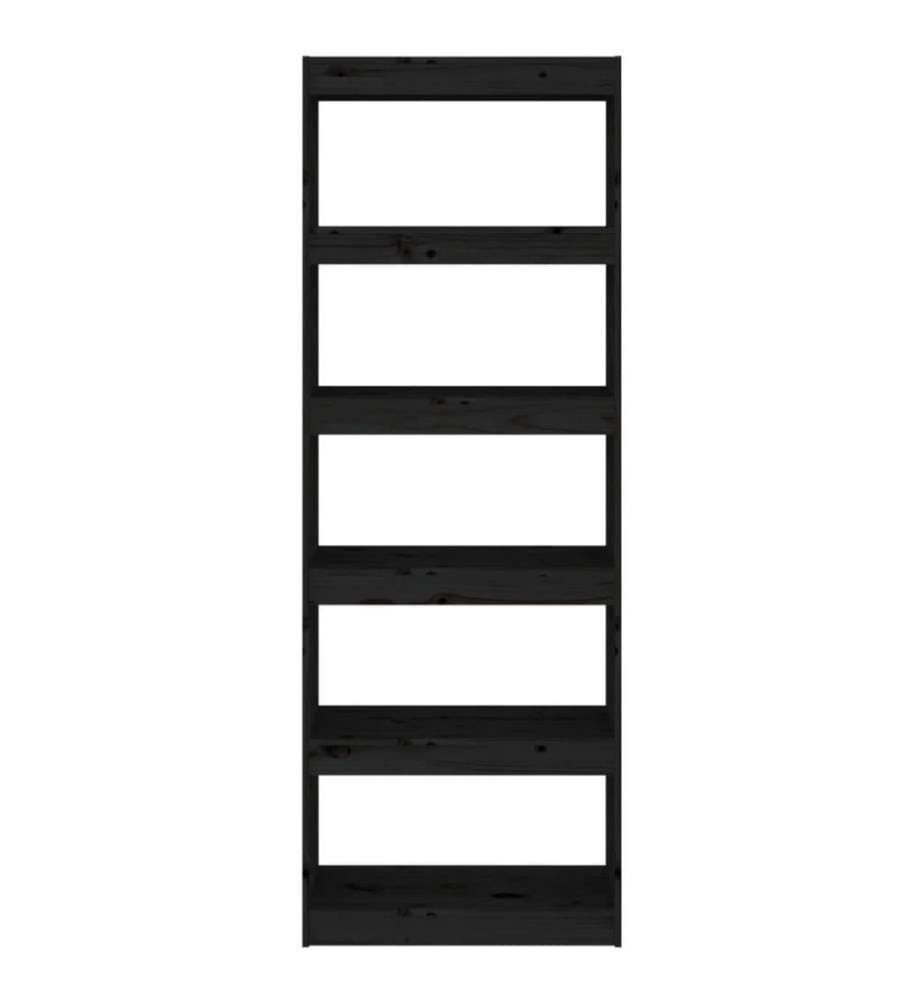 Bibliothèque/Séparateur de pièce Noir 60x30x167,5 cm Pin solide