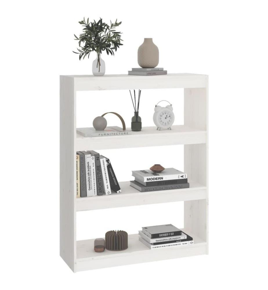 Bibliothèque/Séparateur de pièce Blanc 80x30x103,5cm Pin solide