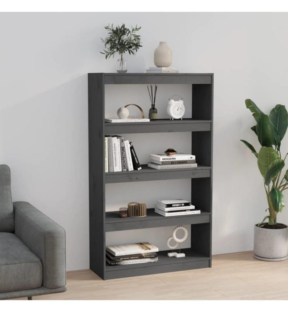 Bücherregal Raumteiler Grau 80x30x135,5 cm Massivholz Kiefer