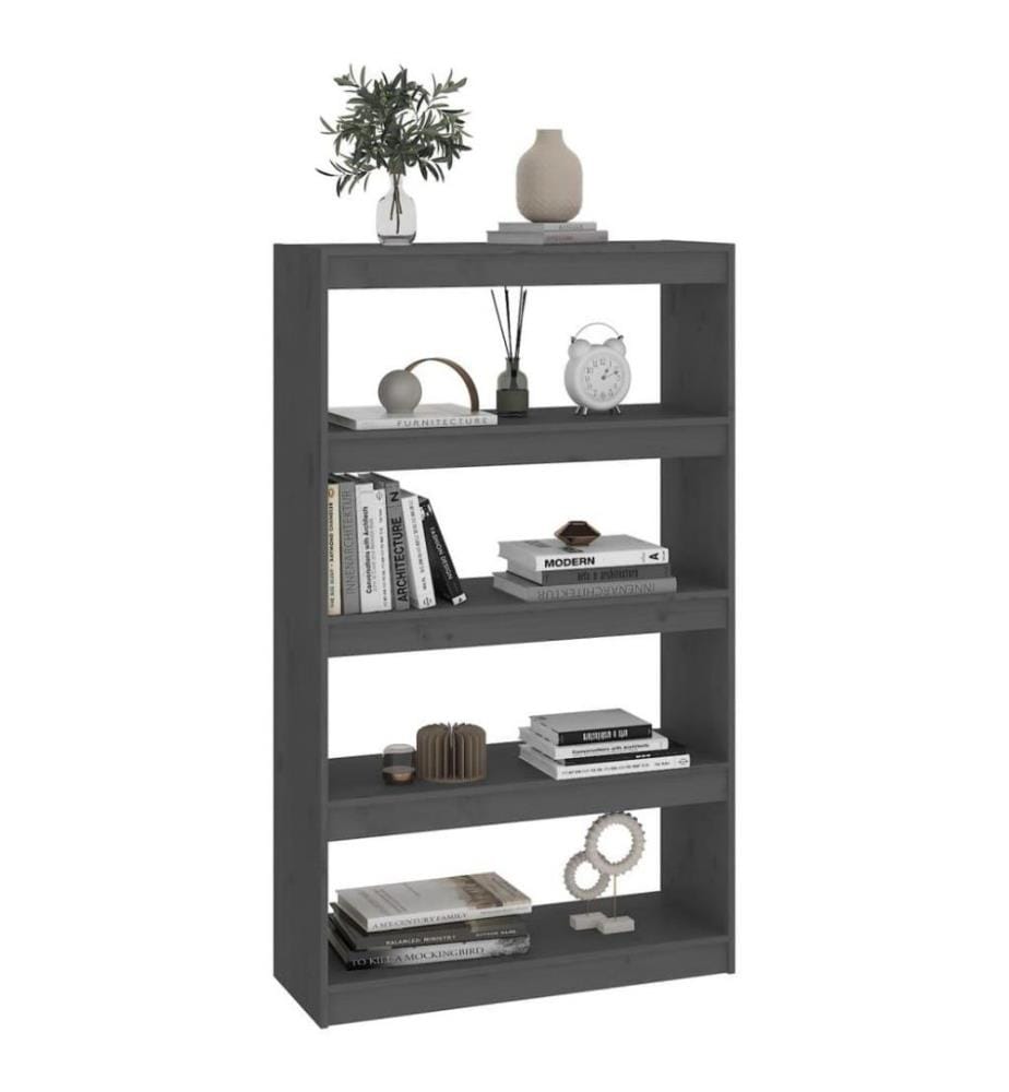 Bücherregal Raumteiler Grau 80x30x135,5 cm Massivholz Kiefer