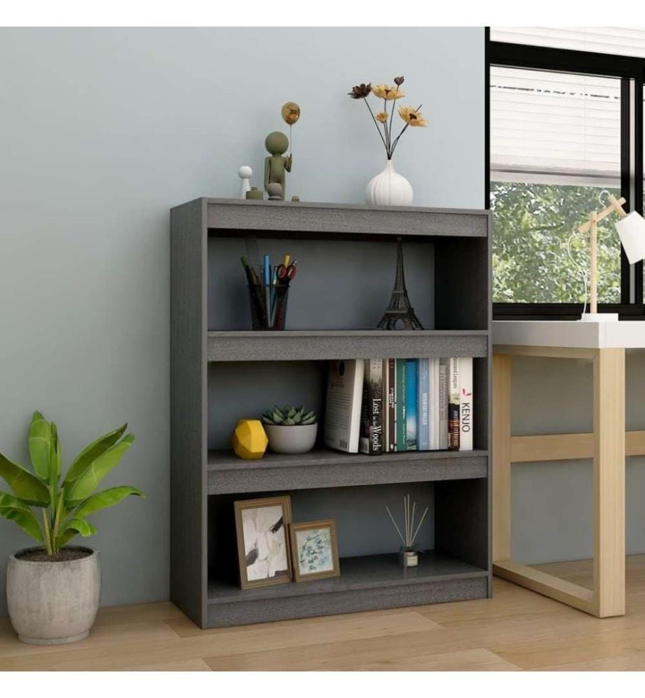 Bibliothèque/Séparateur de pièce Gris 100x30x103 cm Pin massif