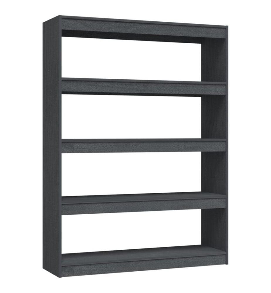 Bibliothèque/Séparateur de pièce Gris 100x30x135,5cm Pin massif