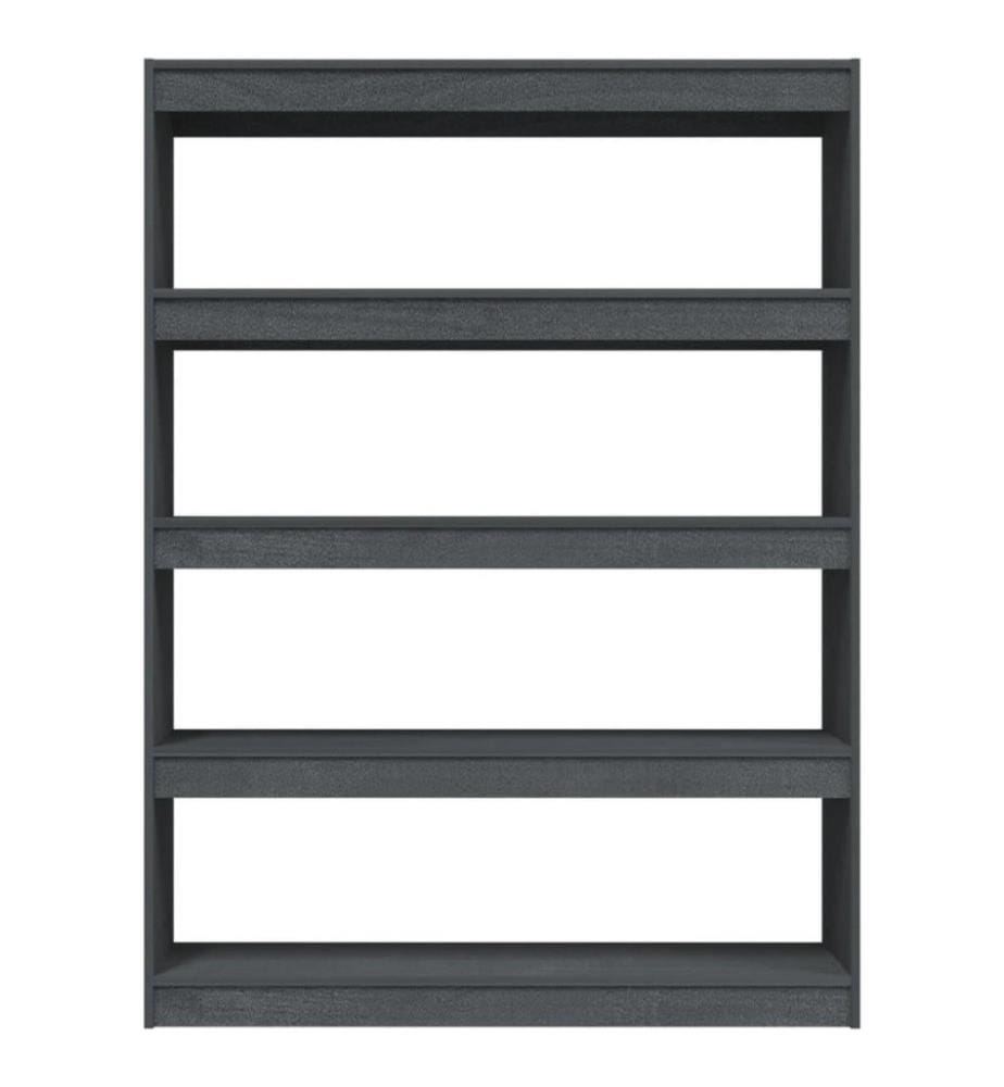 Bibliothèque/Séparateur de pièce Gris 100x30x135,5cm Pin massif