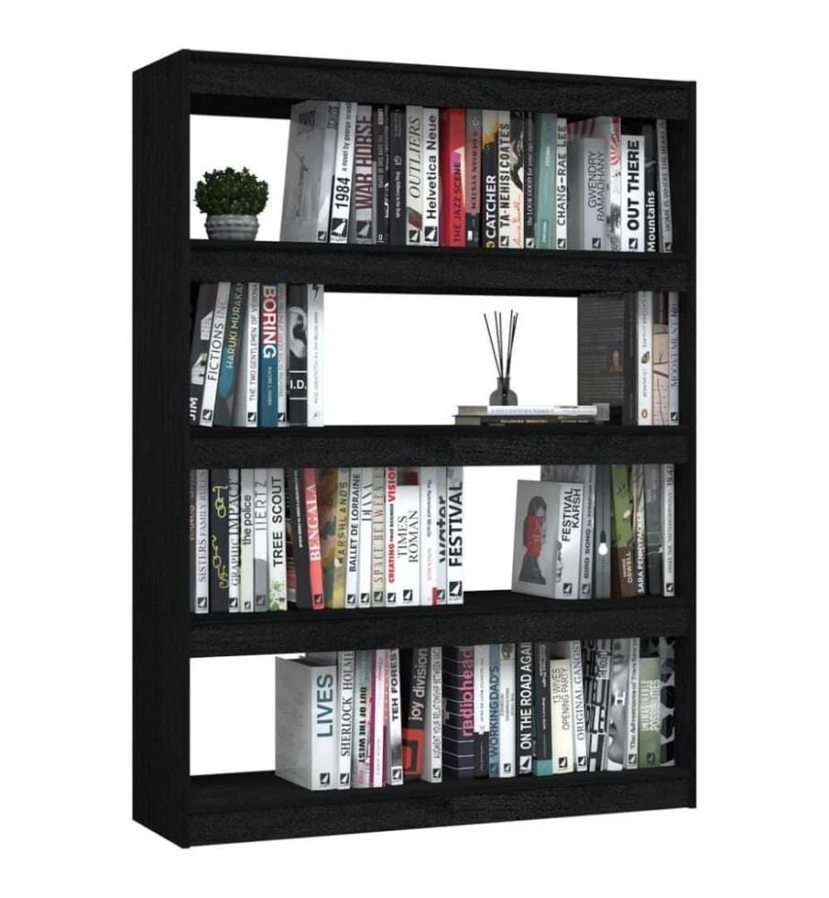 Bibliothèque/Séparateur de pièce Noir 100x30x135,5cm Pin massif
