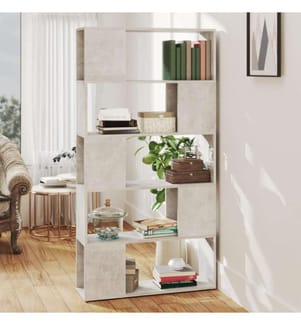 Bibliothèque de séparation Gris béton 80x24x155 cm Aggloméré