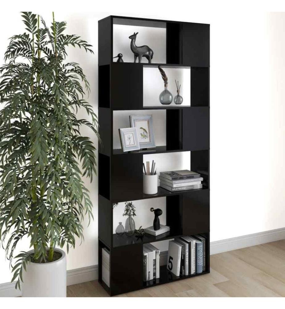 Bücherregal Raumteiler Schwarz 80x24x186 cm Holzwerkstoff