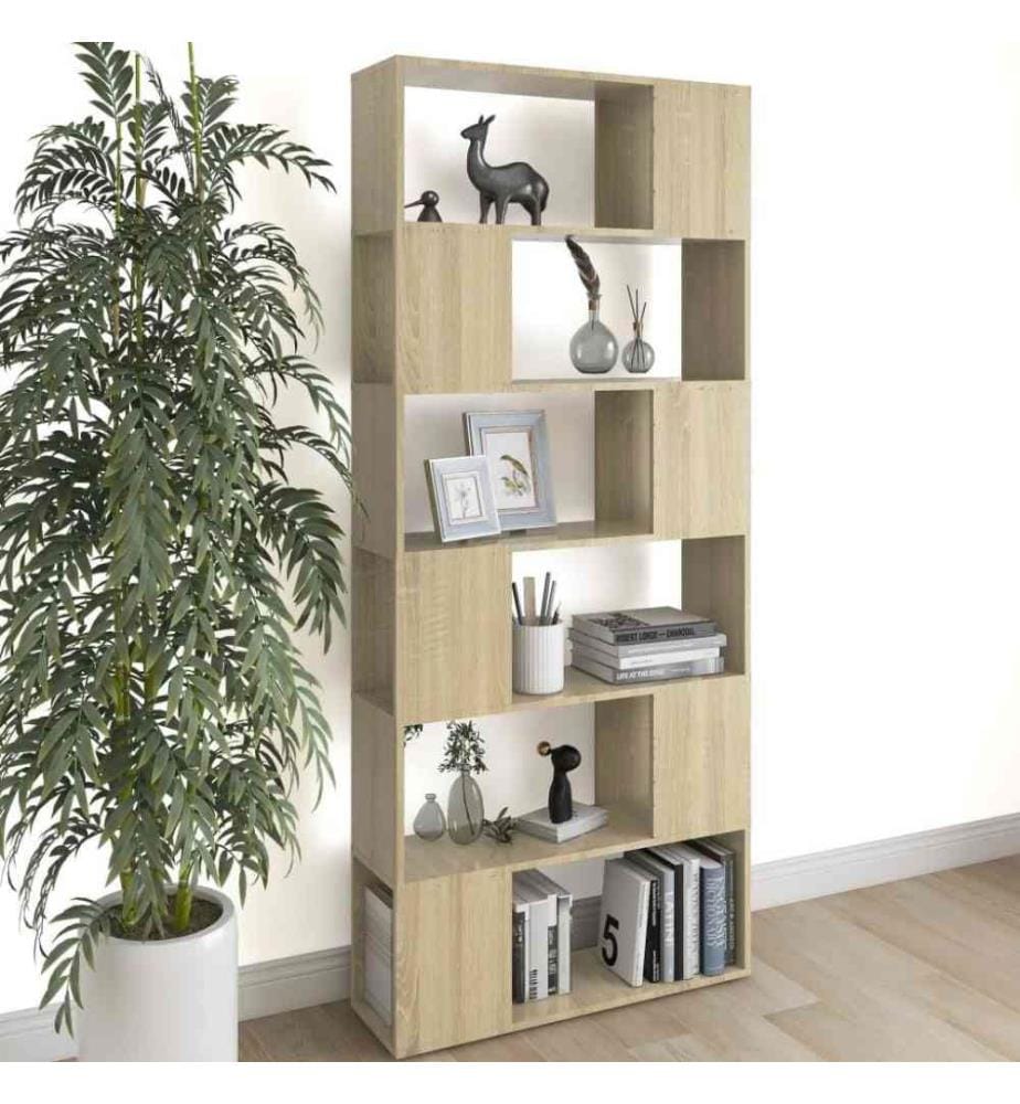 Bücherregal Raumteiler Sonoma-Eiche 80x24x186 cm Holzwerkstoff