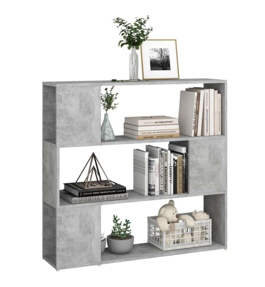Bibliothèque/Séparateur de pièce Gris béton 100x24x94 cm