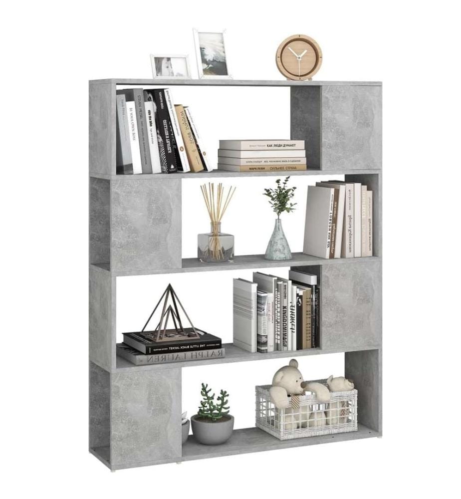 Bibliothèque/Séparateur de pièce Gris béton 100x24x124 cm