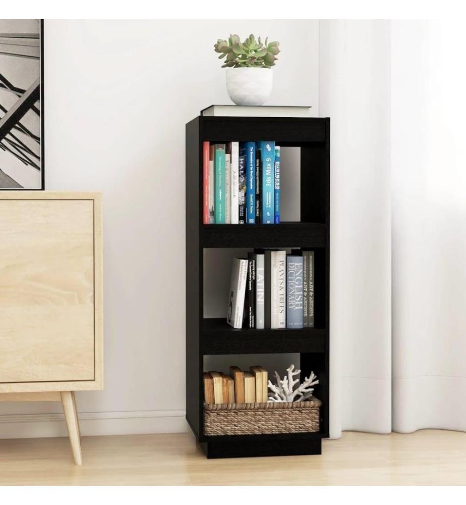 Bücherregal/Raumteiler Schwarz 40x35x103 cm Massivholz Kiefer