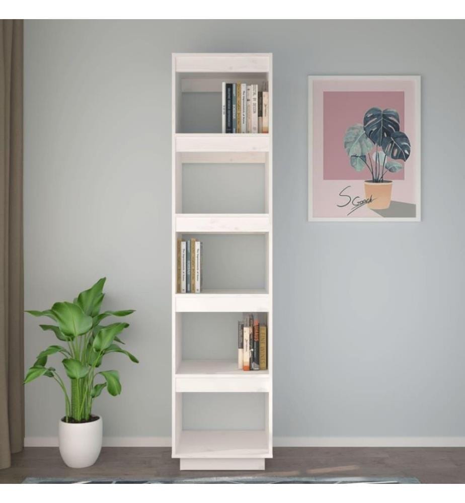 Bücherregal/Raumteiler Weiss 40x35x167 cm Massivholz Kiefer