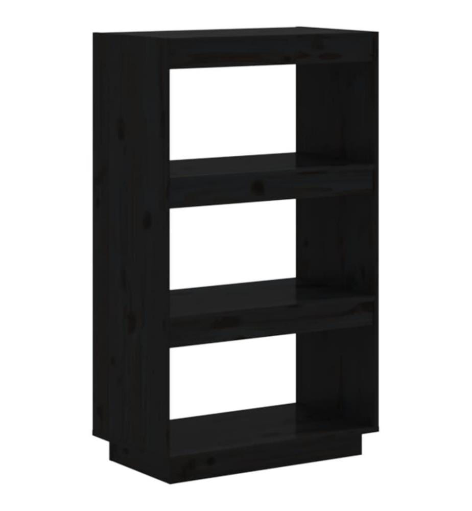 Bibliothèque/Cloison Noir 60x35x103 cm Bois de pin massif