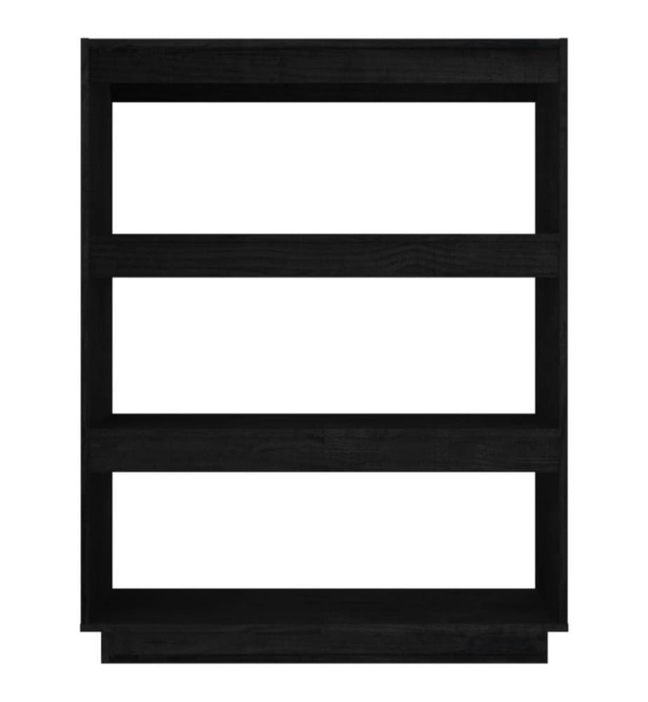 Bibliothèque/Séparateur de pièce Noir 80x35x103 cm Pin massif