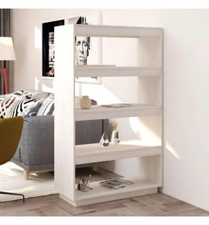 Bücherregal/Raumteiler Weiss 80x35x135 cm Massivholz Kiefer