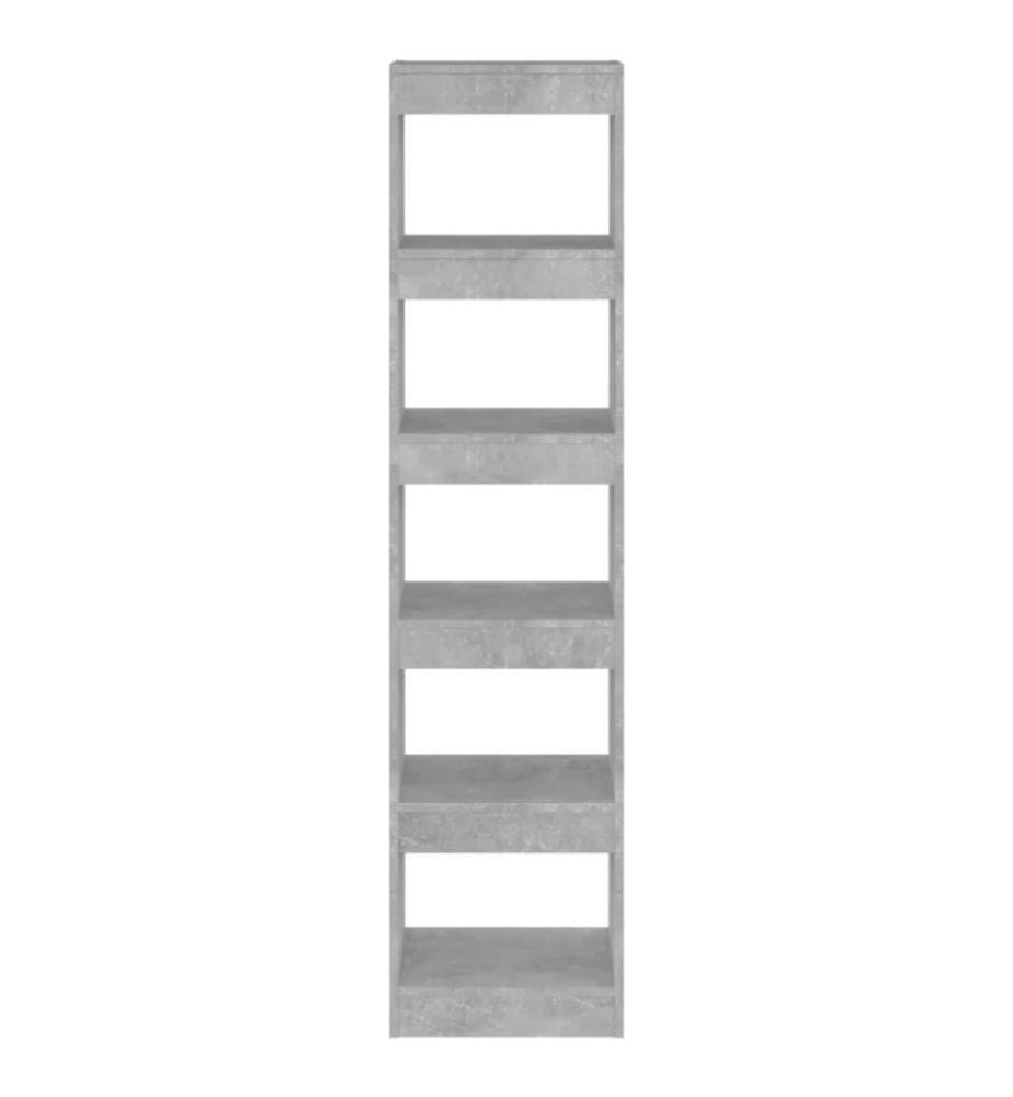 Bibliothèque/Séparateur de pièce Gris béton 40x30x166 cm