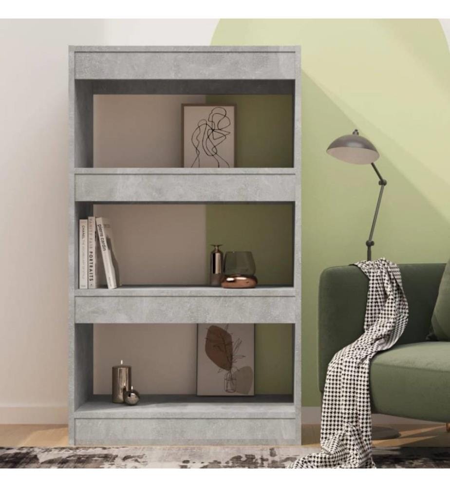 Bibliothèque/Séparateur pièce Gris béton 60x30x103 cm Aggloméré