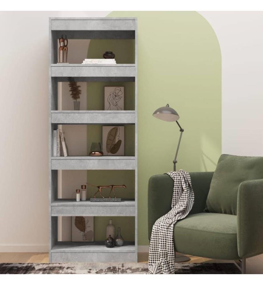 Bücherregal/Raumteiler Betongrau 60x30x166 cm Holzwerkstoff