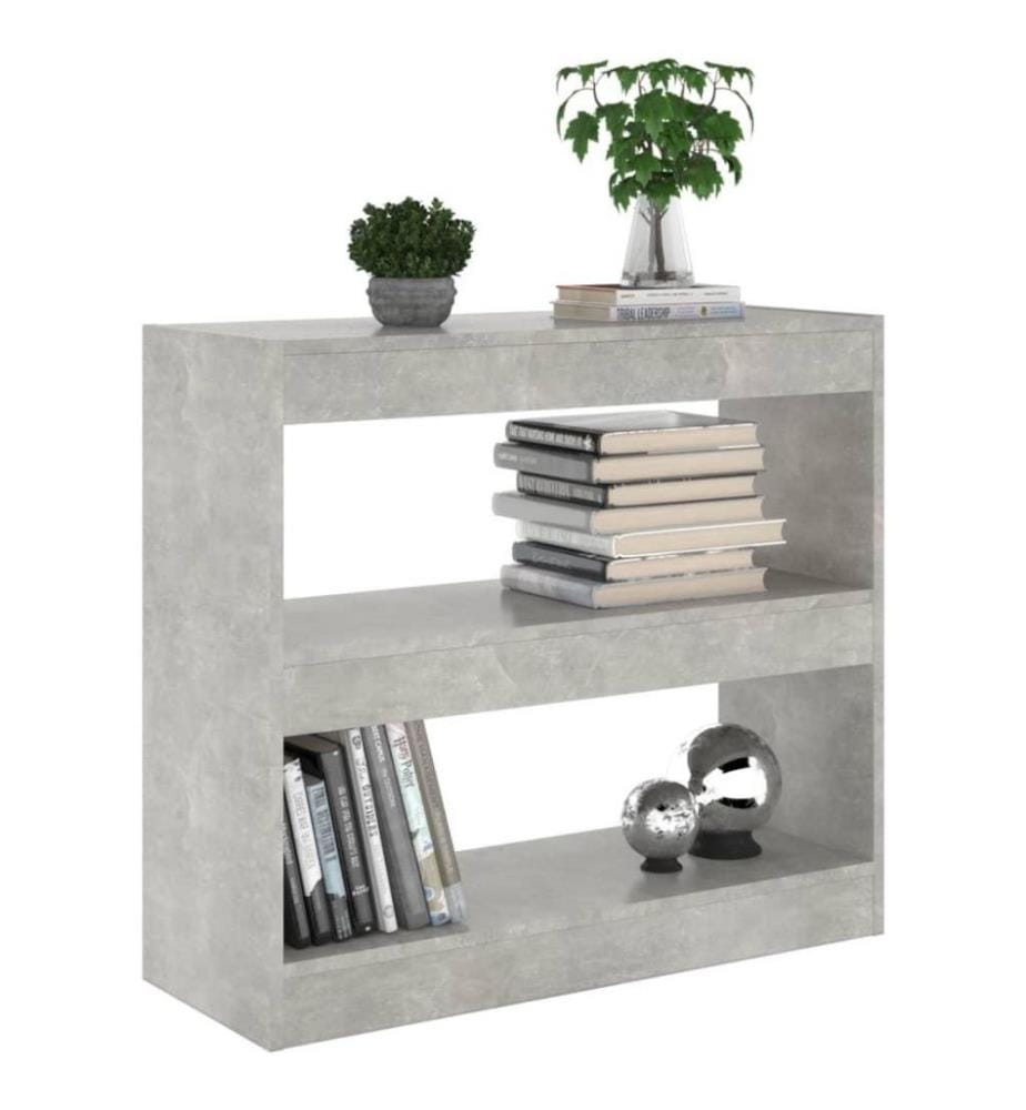 Bibliothèque/Séparateur de pièce Gris béton 80x30x72 cm