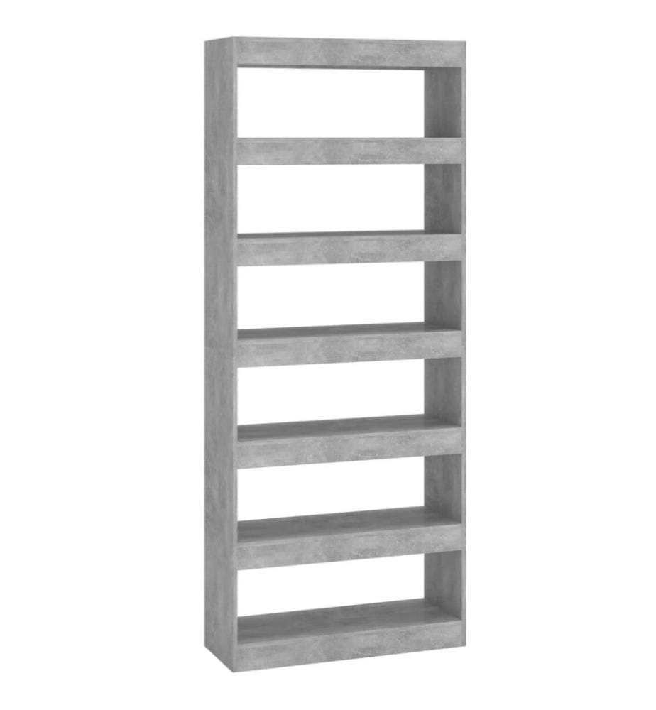 Bücherregal/Raumteiler Betongrau 80x30x198 cm Holzwerkstoff