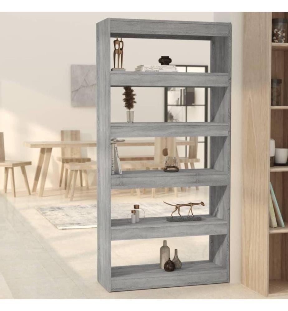 Bibliothèque/Séparateur de pièce Sonoma gris 80x30x166 cm