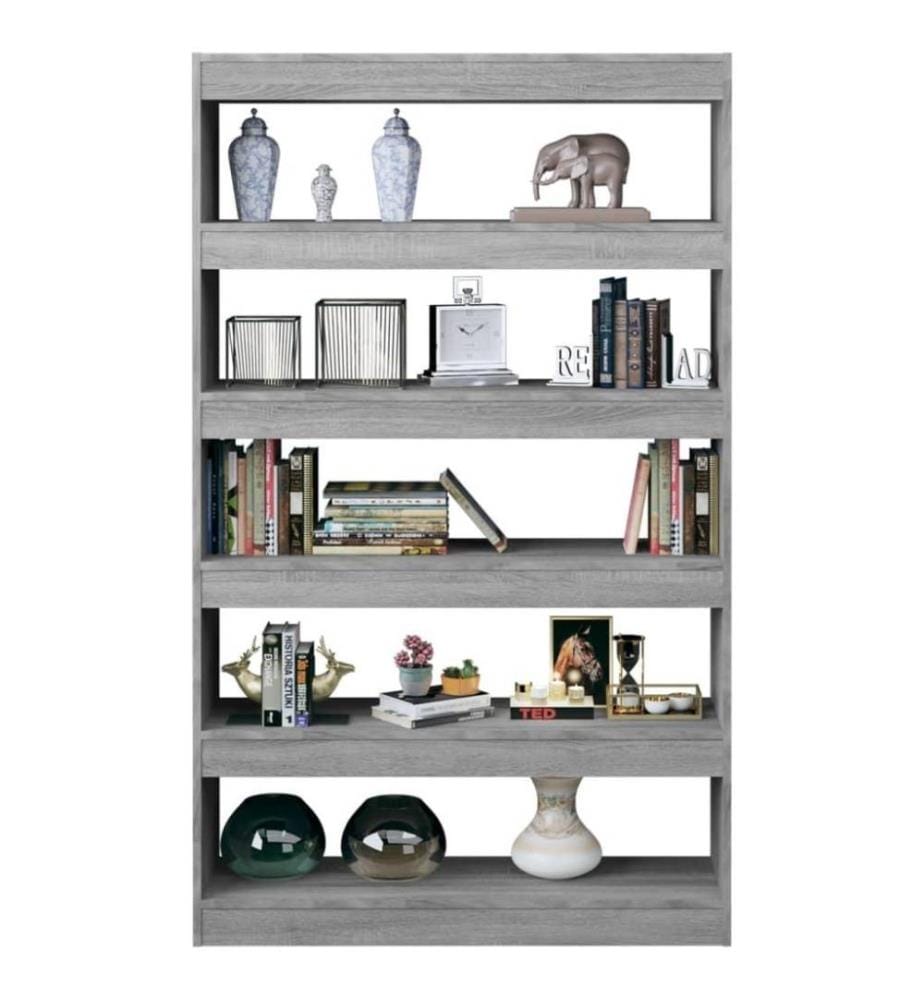 Bibliothèque/Séparateur de pièce Sonoma gris 100x30x166 cm
