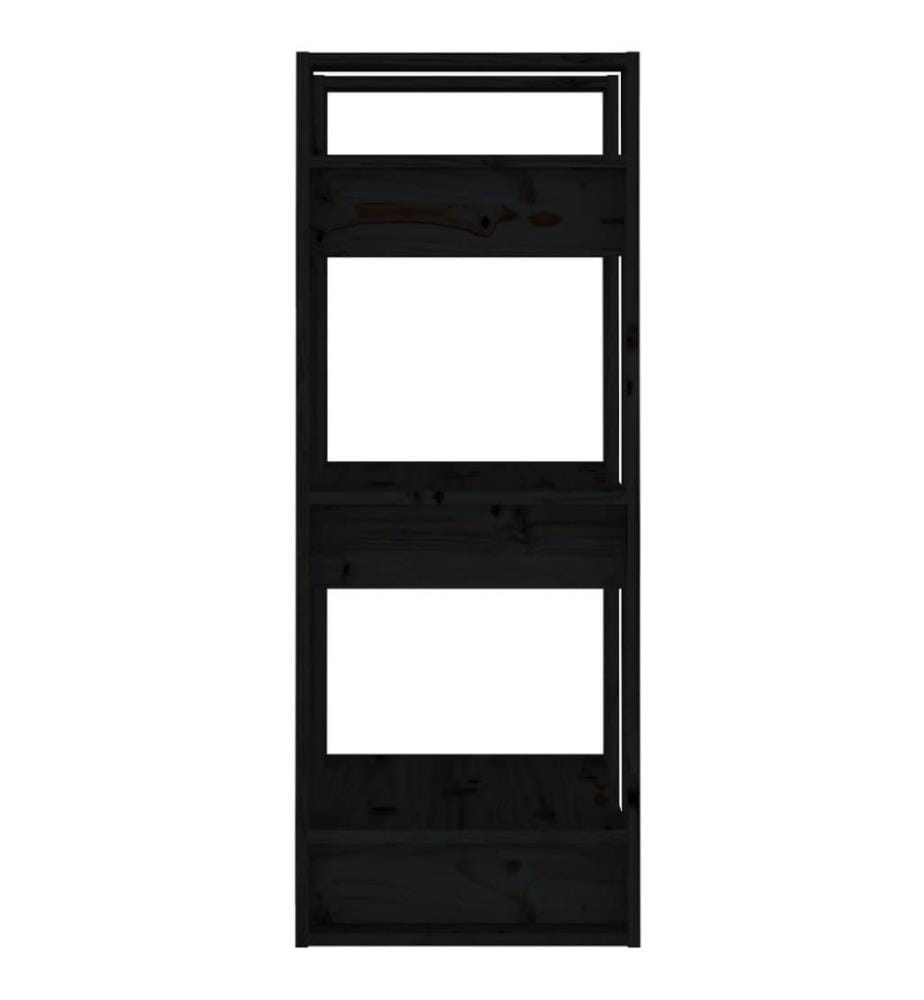 Bibliothèque/Séparateur de pièce Noir 41x35x91 cm Pin solide