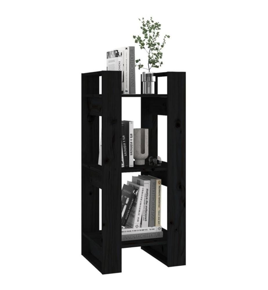 Bibliothèque/Séparateur de pièce Noir 41x35x91 cm Pin solide