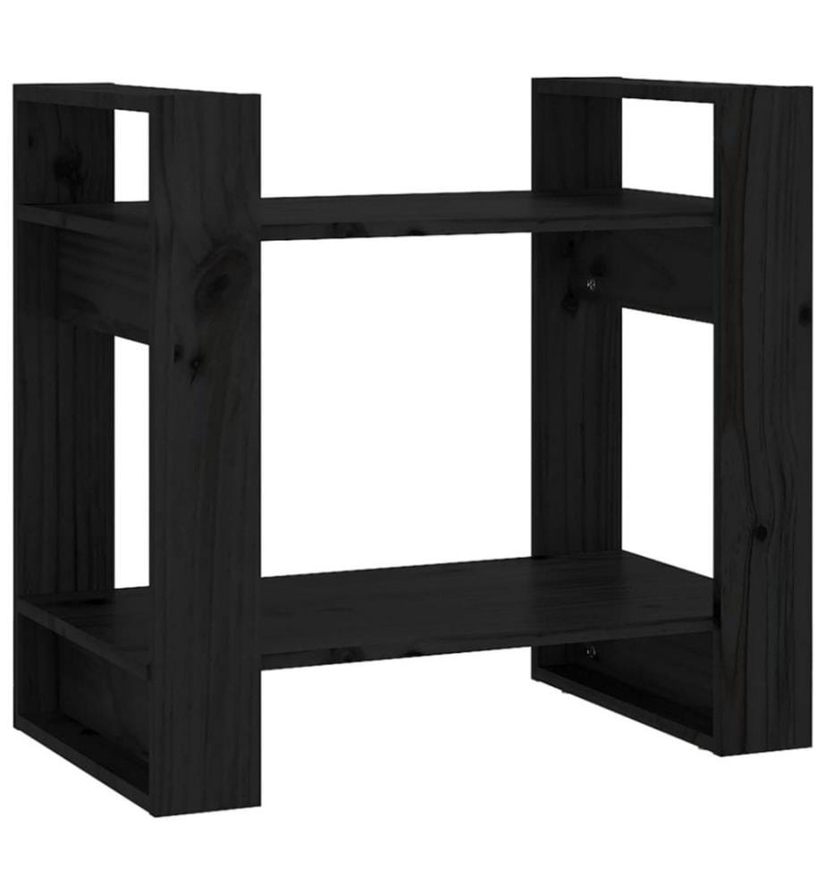 Bücherregal/Raumteiler Schwarz 60x35x57 cm Massivholz Kiefer