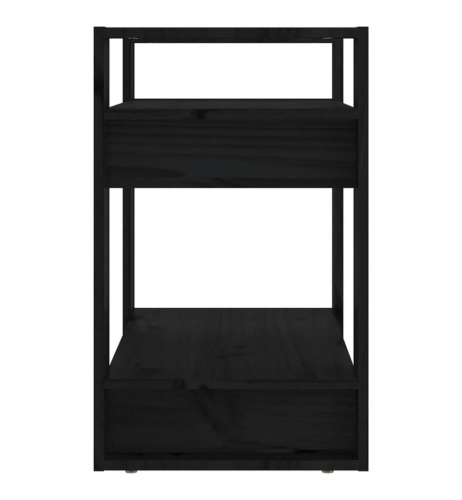 Bücherregal/Raumteiler Schwarz 60x35x57 cm Massivholz Kiefer