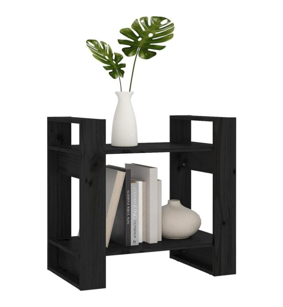 Bücherregal/Raumteiler Schwarz 60x35x57 cm Massivholz Kiefer