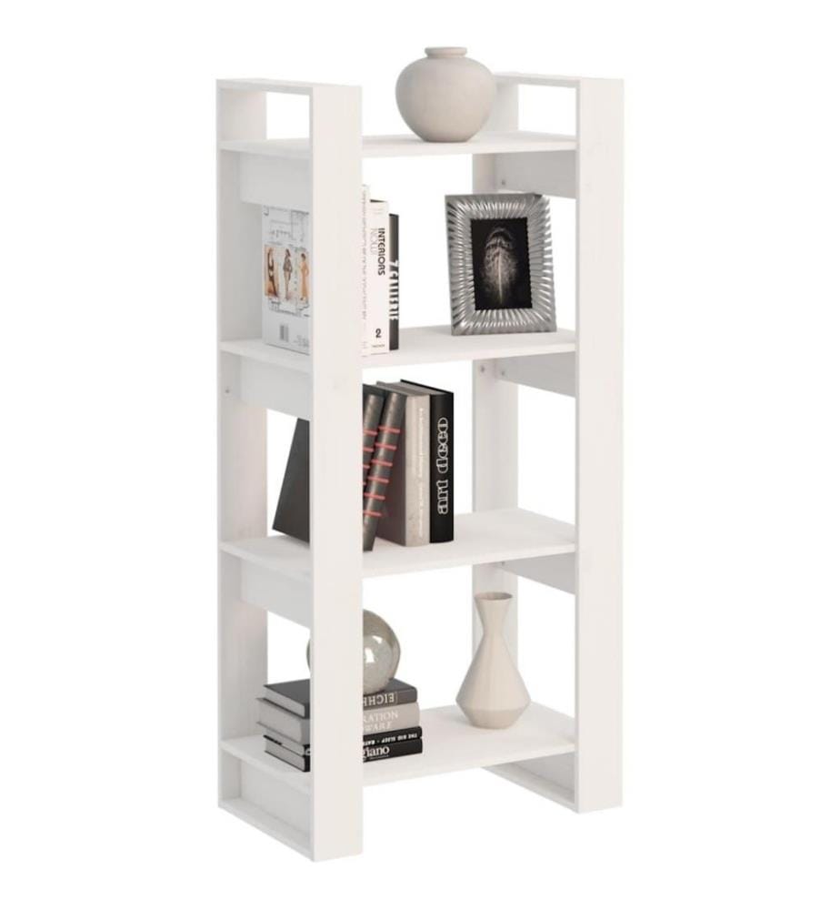 Bücherregal/Raumteiler Weiss 60x35x125 cm Massivholz