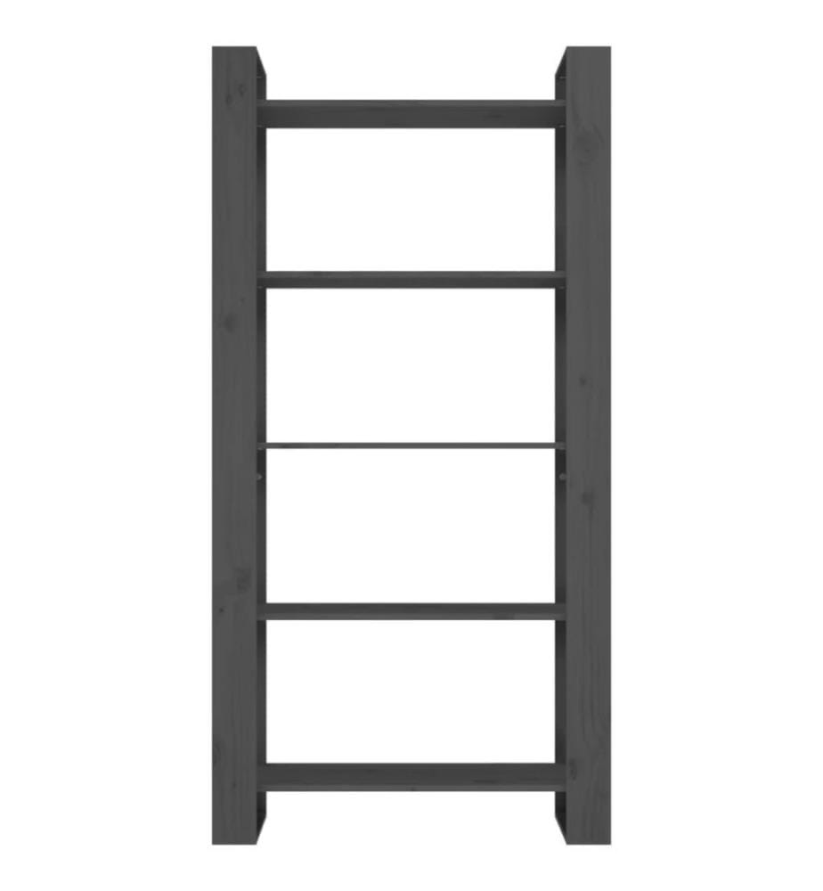 Bibliothèque/Séparateur de pièce Gris 80x35x160 cm Bois massif