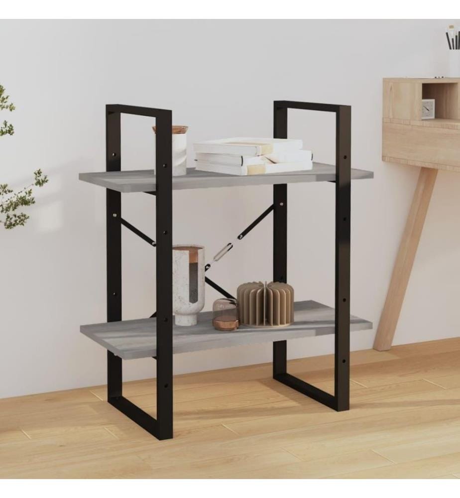 Bücherregal 2 Fächer Grau Sonoma 60x30x70 cm Holzwerkstoff