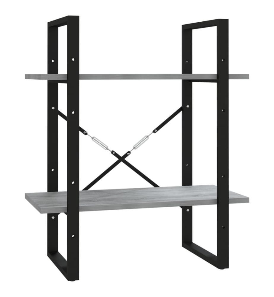 Bücherregal 2 Fächer Grau Sonoma 60x30x70 cm Holzwerkstoff