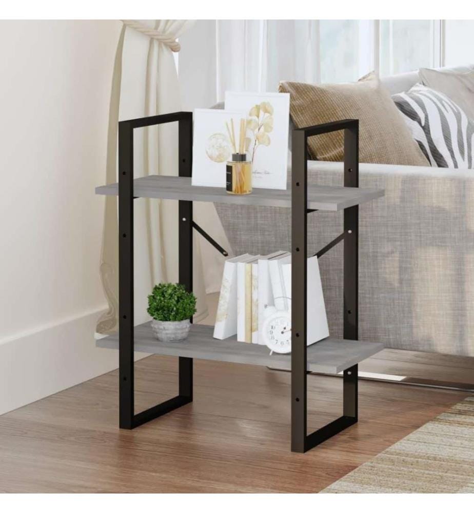 Bücherregal 2 Fächer Grau Sonoma 60x30x70 cm Holzwerkstoff