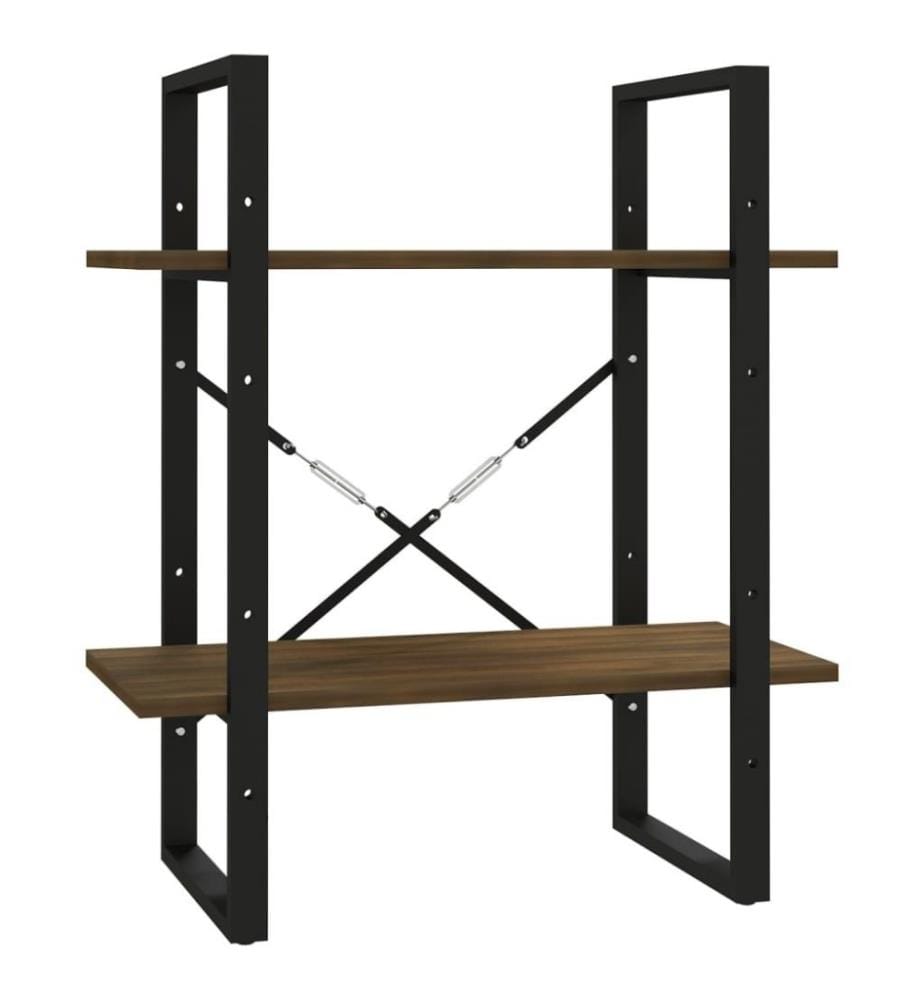 Bücherregal 2 Fächer Braun Eiche-Optik 60x30x70cm Holzwerkstoff