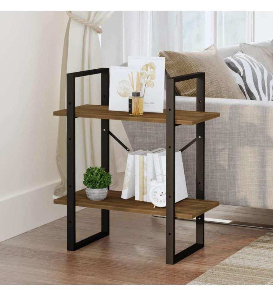 Bücherregal 2 Fächer Braun Eiche-Optik 60x30x70cm Holzwerkstoff