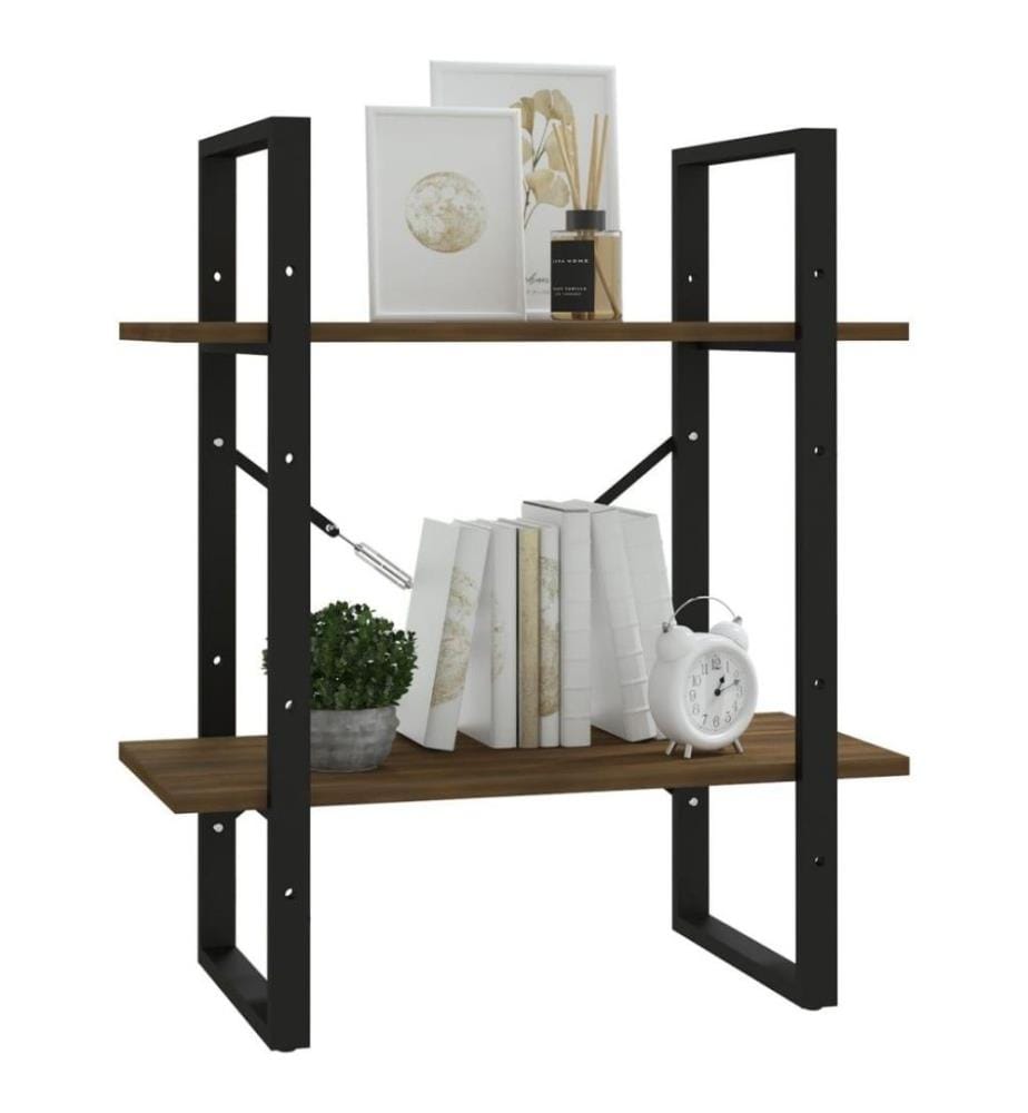 Bücherregal 2 Fächer Braun Eiche-Optik 60x30x70cm Holzwerkstoff