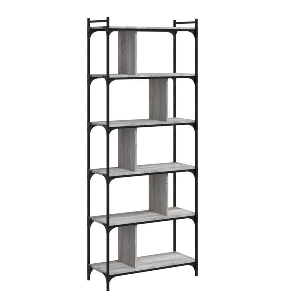 Bücherregal 6 Böden Grau Sonoma 76x32x192 cm Holzwerkstoff