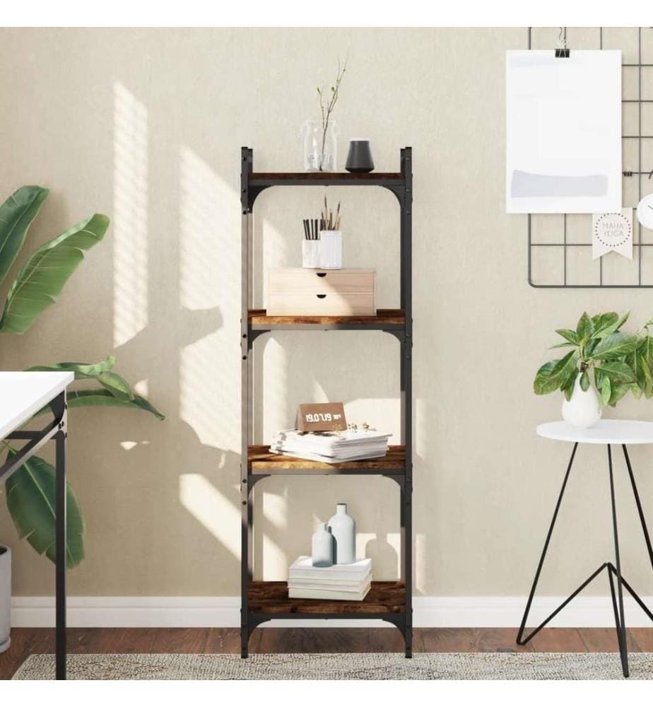 Bücherregal 4 Böden Räuchereiche 40x30x120 cm Holzwerkstoff