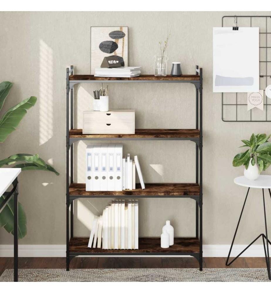 Bücherregal 4 Böden Räuchereiche 80x30x120 cm Holzwerkstoff