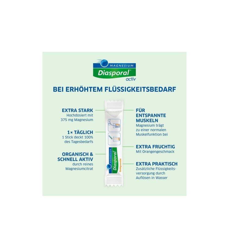 Magnesium Diasporal - 375 Activ Orange Trinkgranulat 20 Sticks