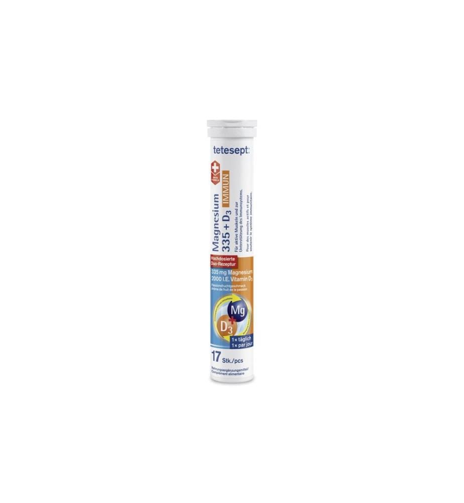tetesept - Magnésium 335 + Vitamine D3 Immunité 17 comprimés effervescents