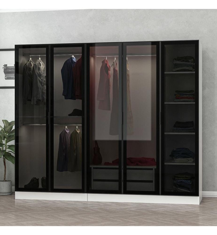 Armoire, blanche, noire, panneaux de particules mélaminés