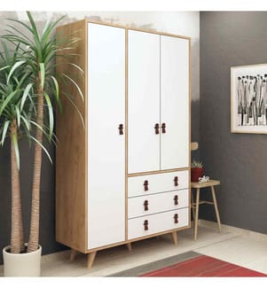 Armoire, chêne, blanc, panneaux de particules mélaminés